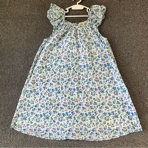 LoveShackFancy Floral Ruffle Pink Blue Dress Cottagecore Whimiscal Girl's 10Y